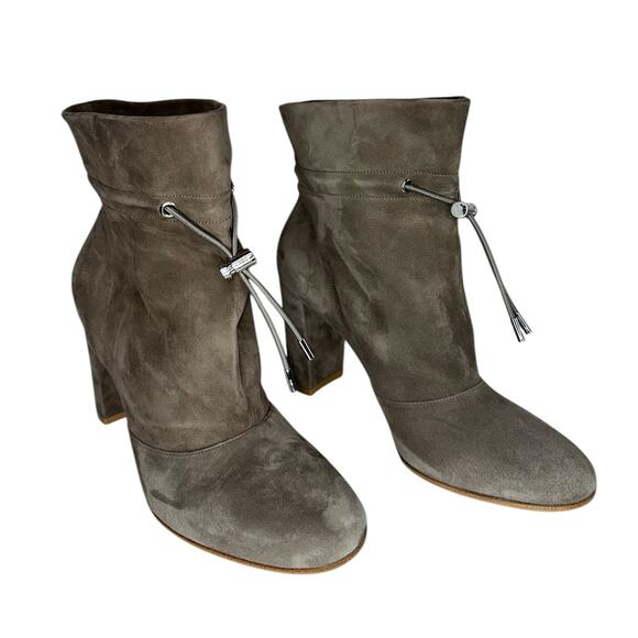 Gianvito Rossi Maeve Tan Beige Calfskin Leather Suede Ankle Boots Pumps Size 9.5 - Picture 4 of 11